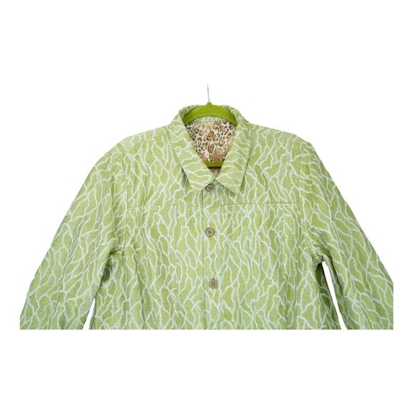 TravelSmith Women's Reversible Jacket Animal Print Pockets Sz Large Button Down - Picture 11 of 12